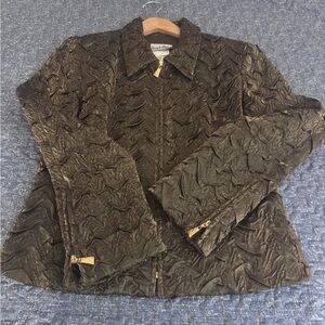 Vintage 70/80s Joseph Ribkoff Satin Crinkle Jacket Union Made in Canada